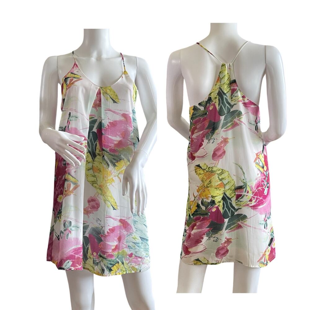 Bishop Young Womens Dress White Sleeveless Floral Casual Size XS